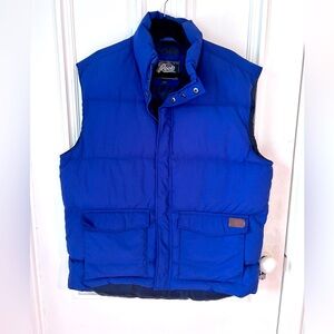 Men’s Roots Sleeveless Down filled Zip Front Pockets Blue Size XL